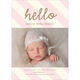 Light Pink Stripe Hello Photo Birth Announcements Image 3 of 6